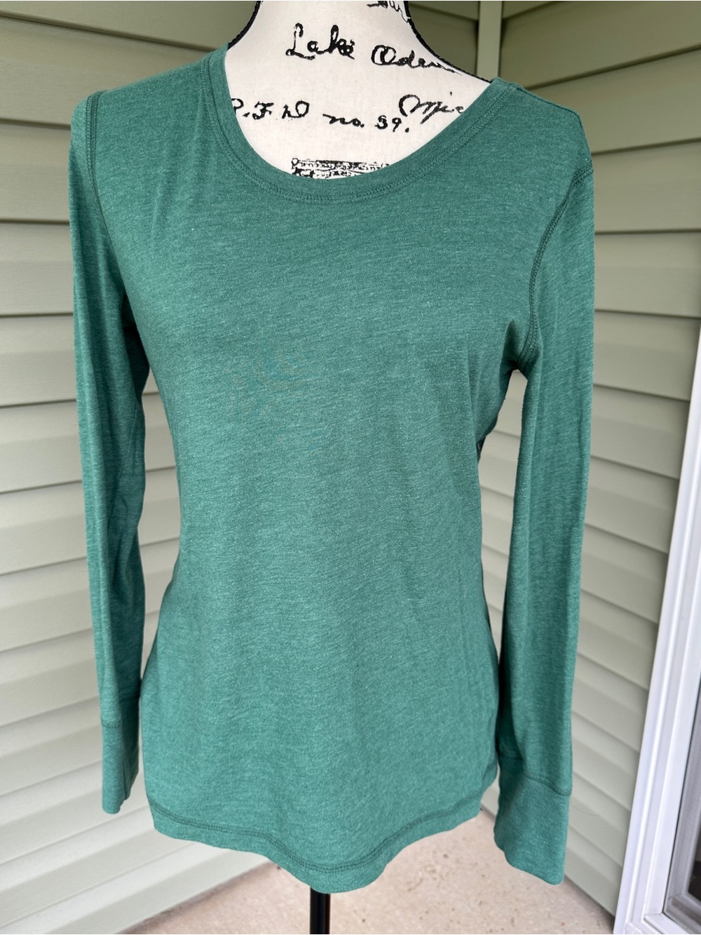 SO y2k Ladies' Long Sleeve Scoop Neck Top forest Green size L/XL great for layer